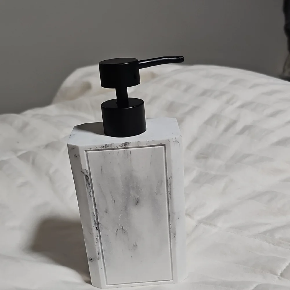 Marble Soap Dispenser with Black Pump